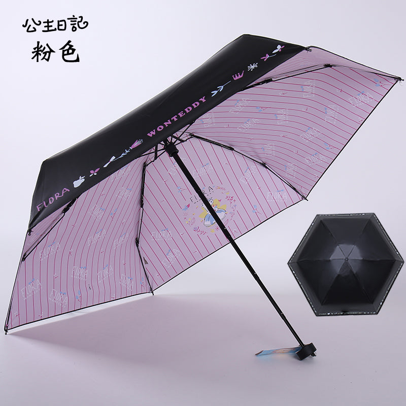 Paradise Ultra-Light Capsule Umbrella Sun Umbrella Umbrella Women's Sunny and Rain Dual-Use Five-Fold Umbrella Sun Protection UV Protection Small Portable