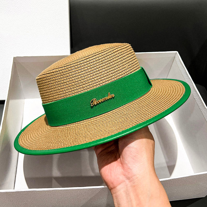 Flat Top Women's Spring/Summer All-Matching Travel Top Hat Strap