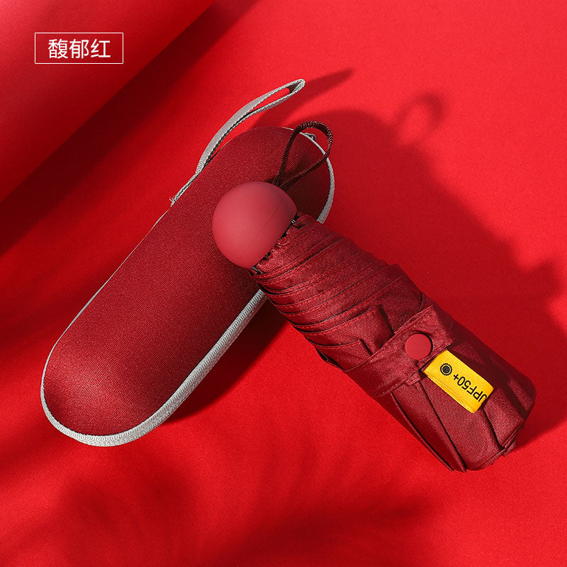 Sun Umbrella Small Sunscreen Anti-UV Women Portable Rain S Umbrella Sunny and Rain Dual-Use Foldable Capsule Five-Fold Umbrella Sunshade