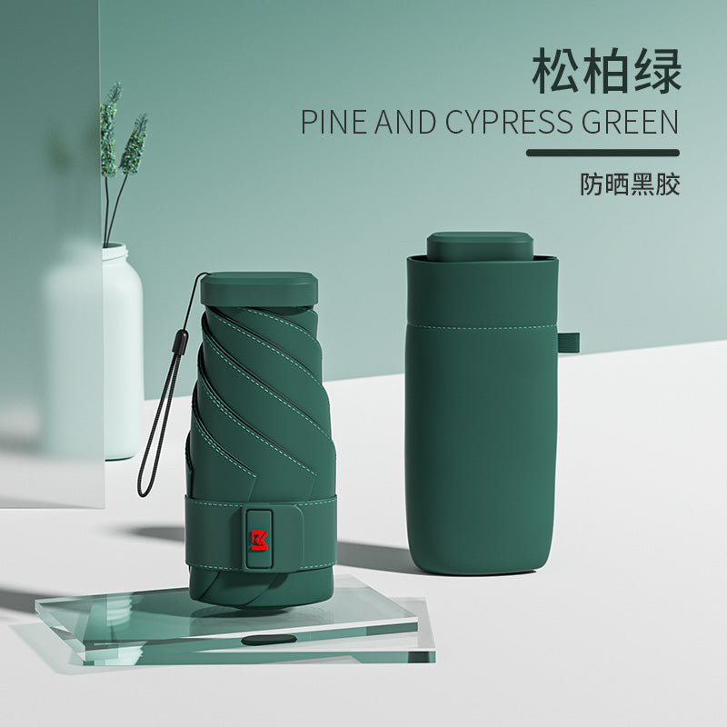 Mohunting Flat Six-Fold Sun Umbrella UV-Proof Sun Women's Sunny and Rain Dual-Use Small Portable Card Parasol Capsule