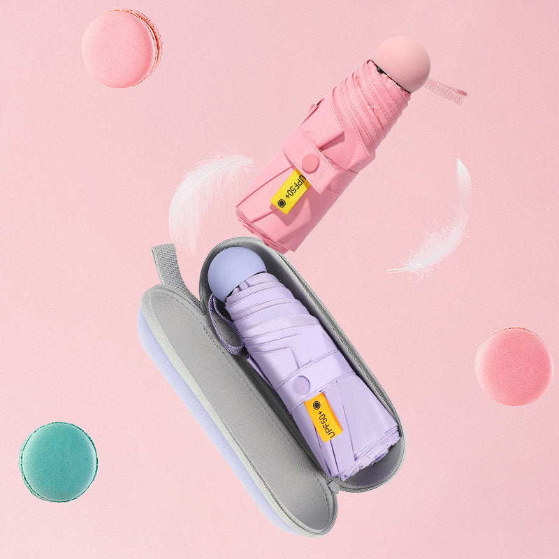 Sun Umbrella Small Sunscreen Anti-UV Women Portable Rain S Umbrella Sunny and Rain Dual-Use Foldable Capsule Five-Fold Umbrella Sunshade