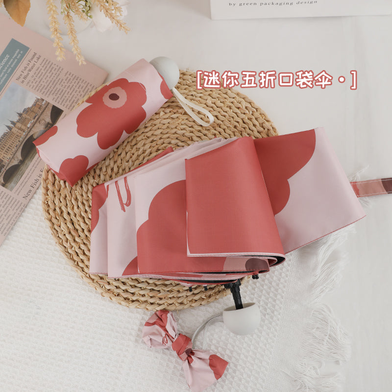 French Style Floral Umbrella Women's Sunny and Rain Dual-Use Automatic Sun Small Portable Sun Protection UV Protection Good-looking Sunshade Umbrella