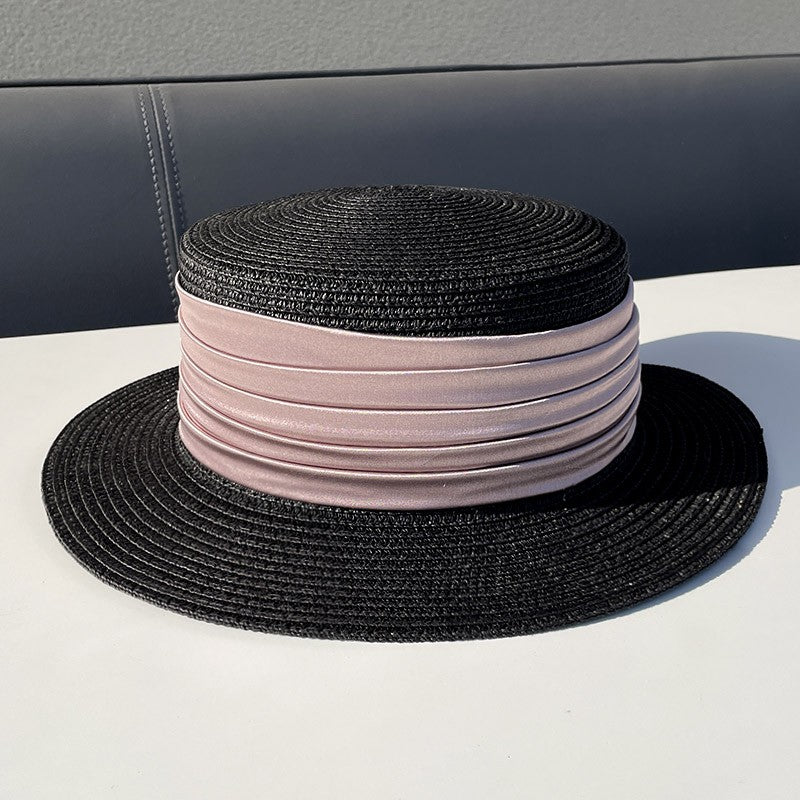 Korean Style Instagram Style Internet Celebrity Letters Flat Top Straw Woven Top Hat Women's Spring Summer Outing Sun Protection Sun-Shade All-Match Trendy Straw Hat