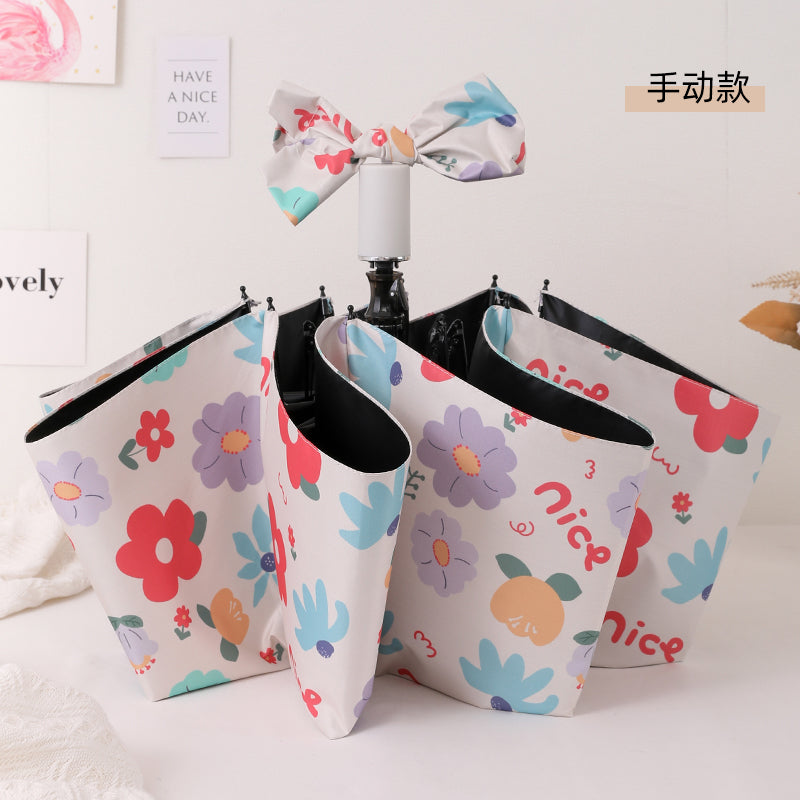 French Style Floral Umbrella Women's Sunny and Rain Dual-Use Automatic Sun Small Portable Sun Protection UV Protection Good-looking Sunshade Umbrella