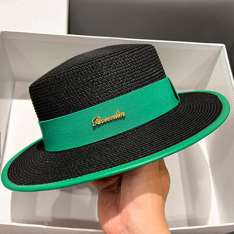 Flat Top Women's Spring/Summer All-Matching Travel Top Hat Strap