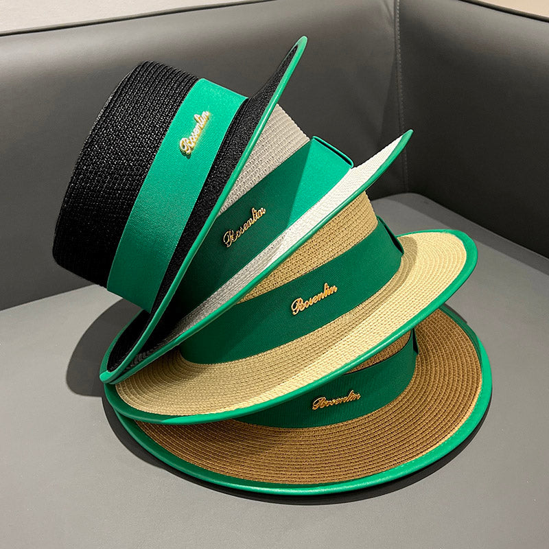 Flat Top Women's Spring/Summer All-Matching Travel Top Hat Strap