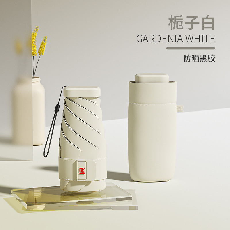 Mohunting Flat Six-Fold Sun Umbrella UV-Proof Sun Women's Sunny and Rain Dual-Use Small Portable Card Parasol Capsule