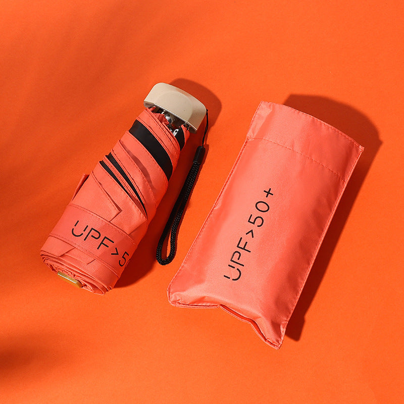 Sun Umbrella Small Sunscreen Anti-UV Women Portable Rain S Umbrella Sunny and Rain Dual-Use Foldable Capsule Five-Fold Umbrella Sunshade