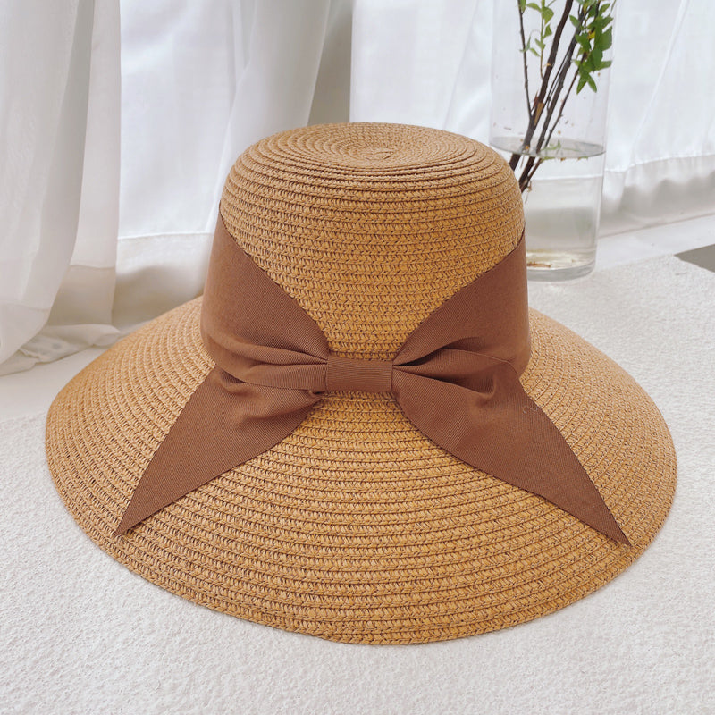 Straw Hat Women's Summer Outdoor Sun Protection Big Brim Straw Woven Bucket Hat Sun Hat Beach Hat UV Protection Sun Hat