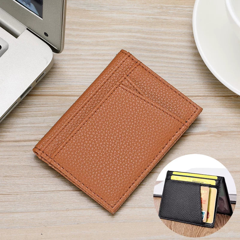Ultra-Thin Genuine Leather Card Holder Men Driver's License Wallet Small and Simple Multi-Card Card Clip