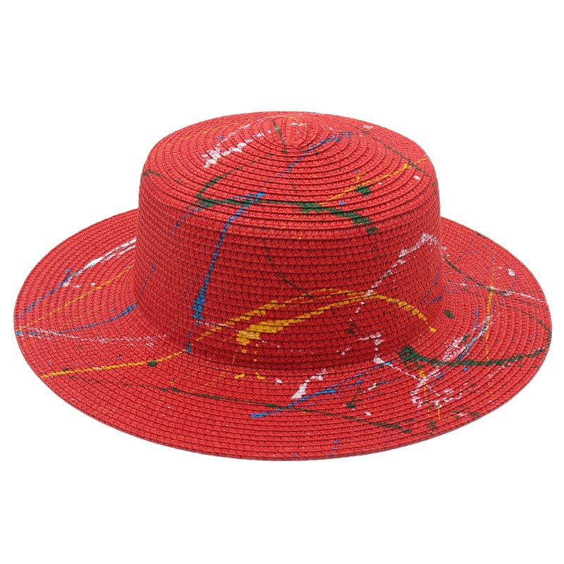 Sun Hat Green Summer Beach Flat Straw Hat