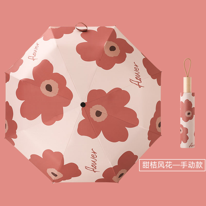 French Style Floral Umbrella Women's Sunny and Rain Dual-Use Automatic Sun Small Portable Sun Protection UV Protection Good-looking Sunshade Umbrella