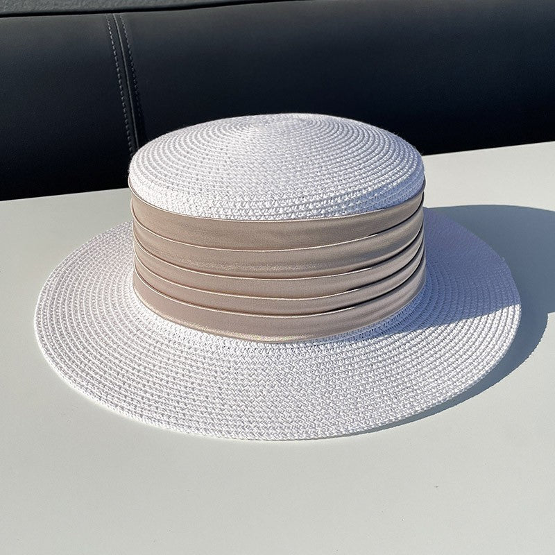 Korean Style Instagram Style Internet Celebrity Letters Flat Top Straw Woven Top Hat Women's Spring Summer Outing Sun Protection Sun-Shade All-Match Trendy Straw Hat