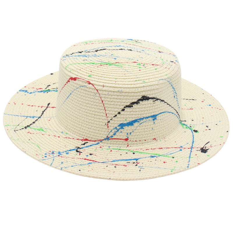 Sun Hat Green Summer Beach Flat Straw Hat