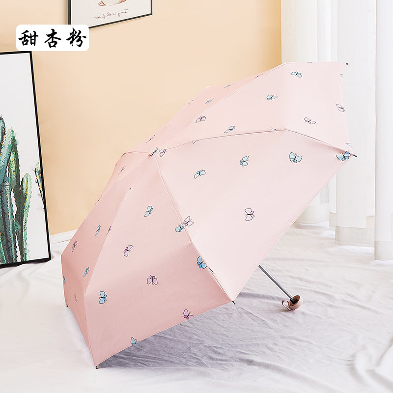 Paradise Ultra-Light Capsule Umbrella Sun Umbrella Umbrella Women's Sunny and Rain Dual-Use Five-Fold Umbrella Sun Protection UV Protection Small Portable