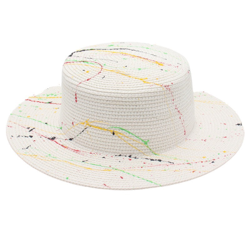 Sun Hat Green Summer Beach Flat Straw Hat