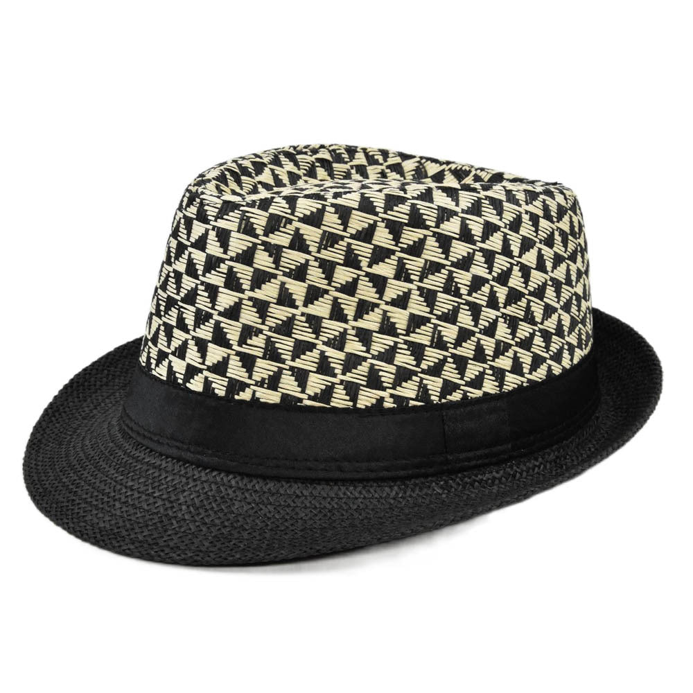 Billycock Fedora Hat Straw Hat Plaid Hat Spring Summer Sun Hat Hemming Straw Hat for Men and Women