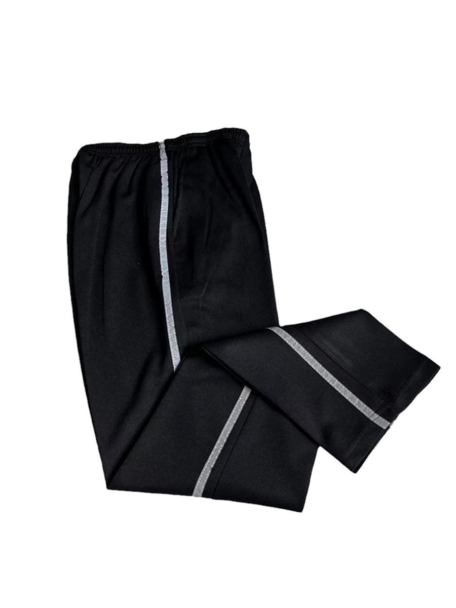 Gray Reflective Stripe School Uniform Pants Parallel Bars Fleece-lined Thickened Single Stripe Two Horizontal Strips Winter Lambskin Student School Pants