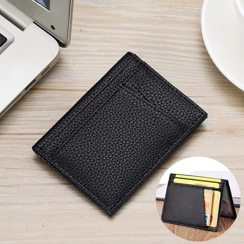 Ultra-Thin Genuine Leather Card Holder Men Driver's License Wallet Small and Simple Multi-Card Card Clip