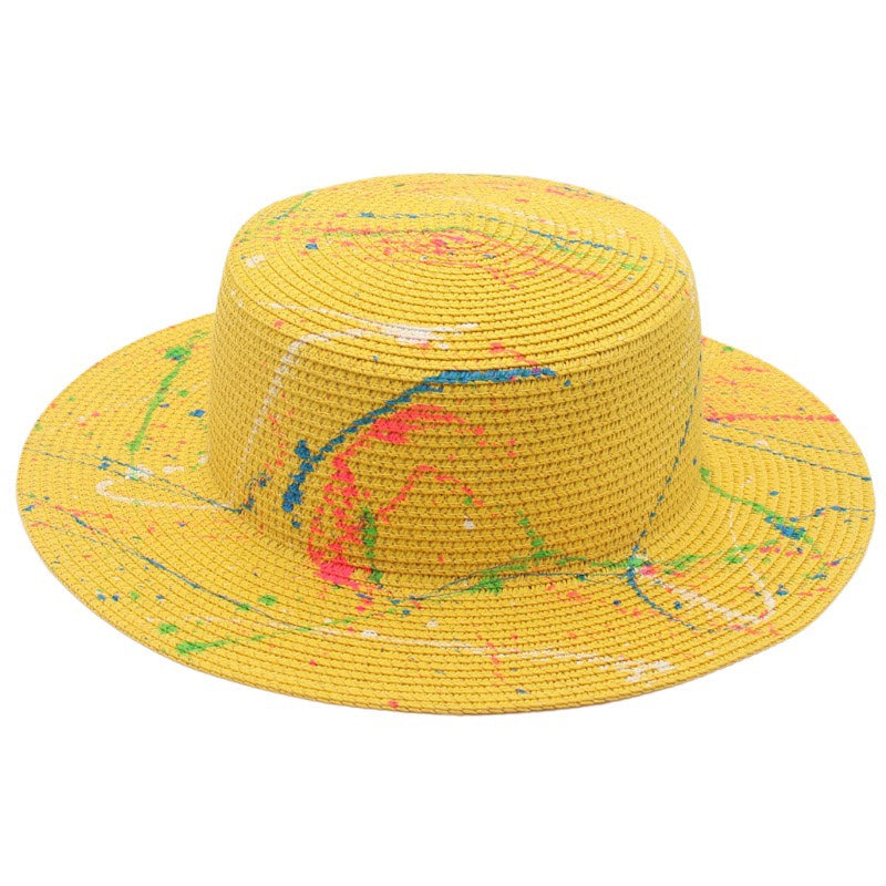 Sun Hat Green Summer Beach Flat Straw Hat
