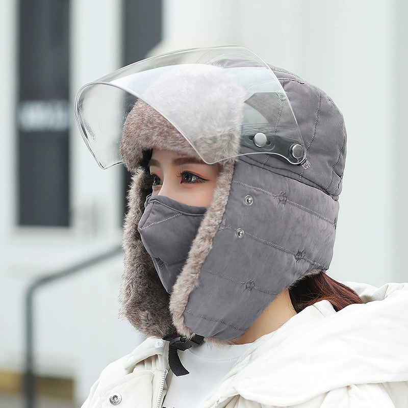 Women's Winter Cold-Proof Cycling Warm Artifact Eye Protection Hat