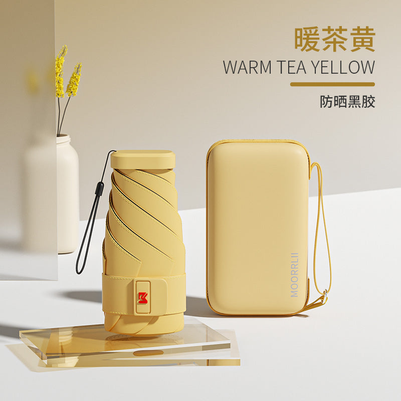 Mohunting Flat Six-Fold Sun Umbrella UV-Proof Sun Women's Sunny and Rain Dual-Use Small Portable Card Parasol Capsule