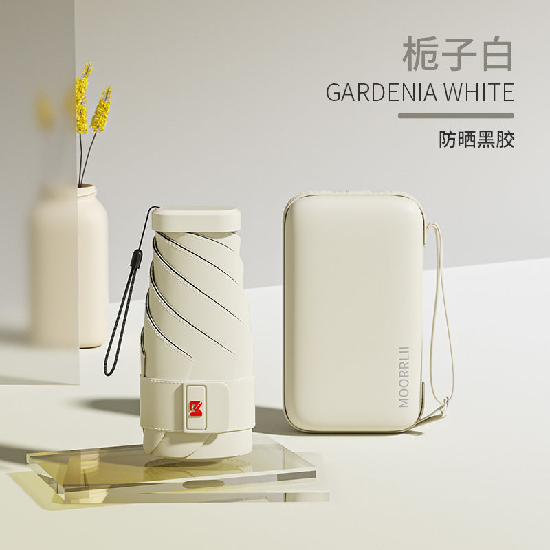 Mohunting Flat Six-Fold Sun Umbrella UV-Proof Sun Women's Sunny and Rain Dual-Use Small Portable Card Parasol Capsule