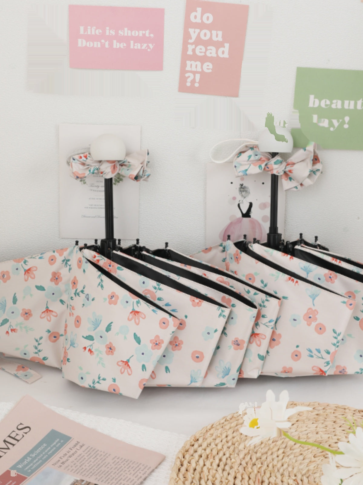 French Style Floral Umbrella Women's Sunny and Rain Dual-Use Automatic Sun Small Portable Sun Protection UV Protection Good-looking Sunshade Umbrella