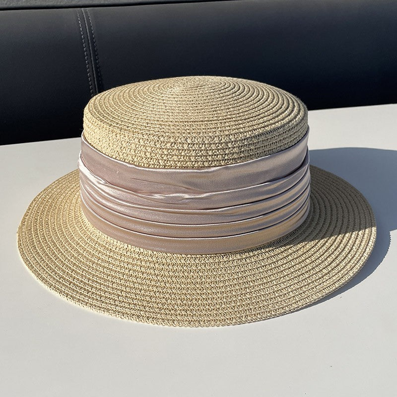 Korean Style Instagram Style Internet Celebrity Letters Flat Top Straw Woven Top Hat Women's Spring Summer Outing Sun Protection Sun-Shade All-Match Trendy Straw Hat