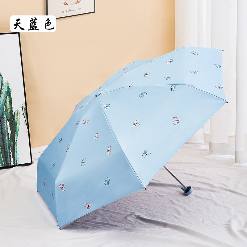 Paradise Ultra-Light Capsule Umbrella Sun Umbrella Umbrella Women's Sunny and Rain Dual-Use Five-Fold Umbrella Sun Protection UV Protection Small Portable