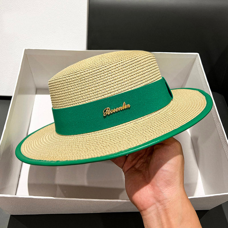 Flat Top Women's Spring/Summer All-Matching Travel Top Hat Strap