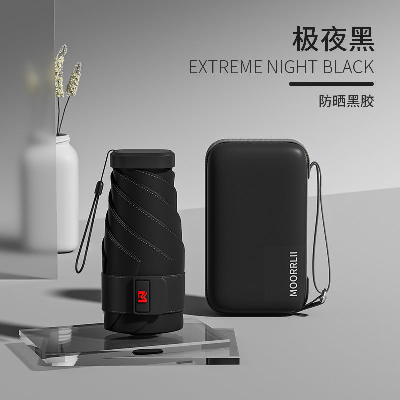 Mohunting Flat Six-Fold Sun Umbrella UV-Proof Sun Women's Sunny and Rain Dual-Use Small Portable Card Parasol Capsule