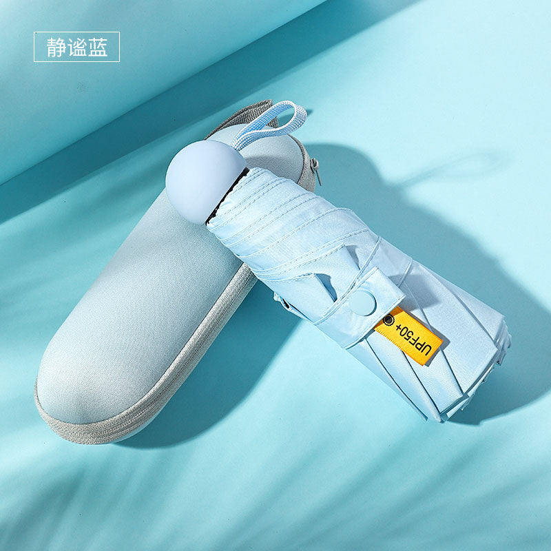 Sun Umbrella Small Sunscreen Anti-UV Women Portable Rain S Umbrella Sunny and Rain Dual-Use Foldable Capsule Five-Fold Umbrella Sunshade