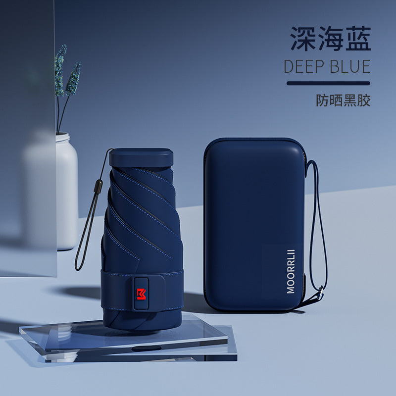 Mohunting Flat Six-Fold Sun Umbrella UV-Proof Sun Women's Sunny and Rain Dual-Use Small Portable Card Parasol Capsule