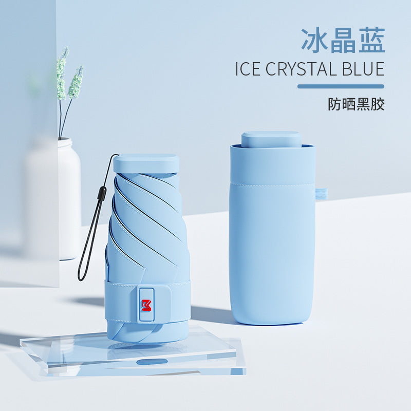 Mohunting Flat Six-Fold Sun Umbrella UV-Proof Sun Women's Sunny and Rain Dual-Use Small Portable Card Parasol Capsule