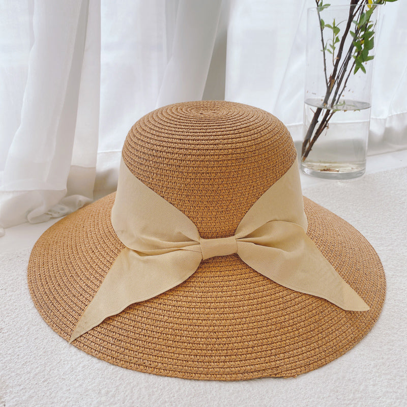 Straw Hat Women's Summer Outdoor Sun Protection Big Brim Straw Woven Bucket Hat Sun Hat Beach Hat UV Protection Sun Hat