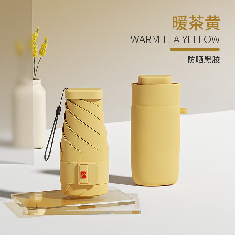 Mohunting Flat Six-Fold Sun Umbrella UV-Proof Sun Women's Sunny and Rain Dual-Use Small Portable Card Parasol Capsule