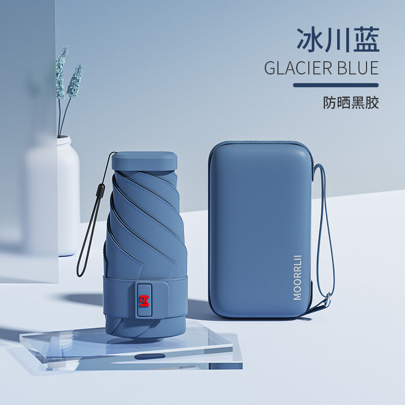 Mohunting Flat Six-Fold Sun Umbrella UV-Proof Sun Women's Sunny and Rain Dual-Use Small Portable Card Parasol Capsule