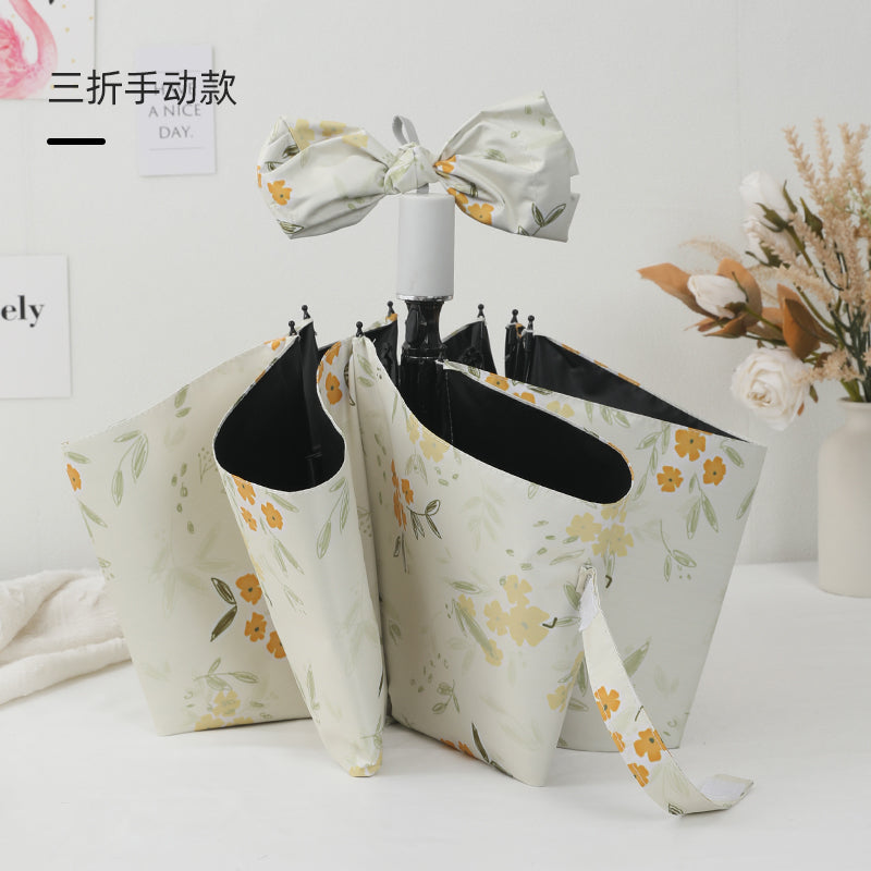 French Style Floral Umbrella Women's Sunny and Rain Dual-Use Automatic Sun Small Portable Sun Protection UV Protection Good-looking Sunshade Umbrella