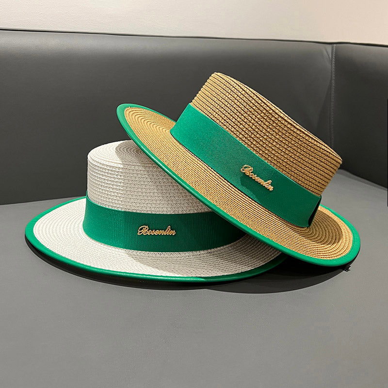 Flat Top Women's Spring/Summer All-Matching Travel Top Hat Strap