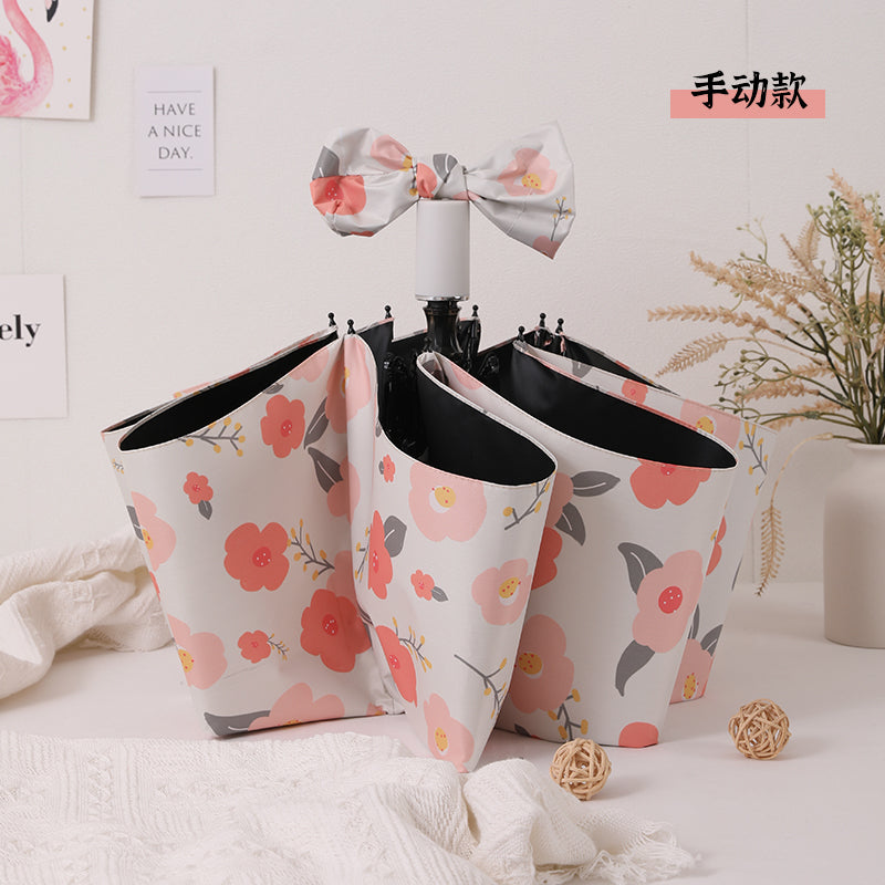 French Style Floral Umbrella Women's Sunny and Rain Dual-Use Automatic Sun Small Portable Sun Protection UV Protection Good-looking Sunshade Umbrella