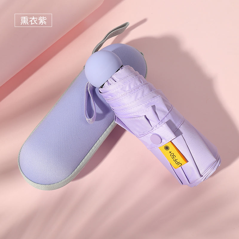 Sun Umbrella Small Sunscreen Anti-UV Women Portable Rain S Umbrella Sunny and Rain Dual-Use Foldable Capsule Five-Fold Umbrella Sunshade