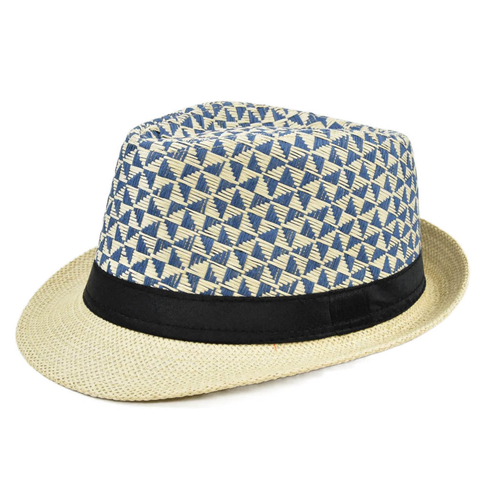 Billycock Fedora Hat Straw Hat Plaid Hat Spring Summer Sun Hat Hemming Straw Hat for Men and Women