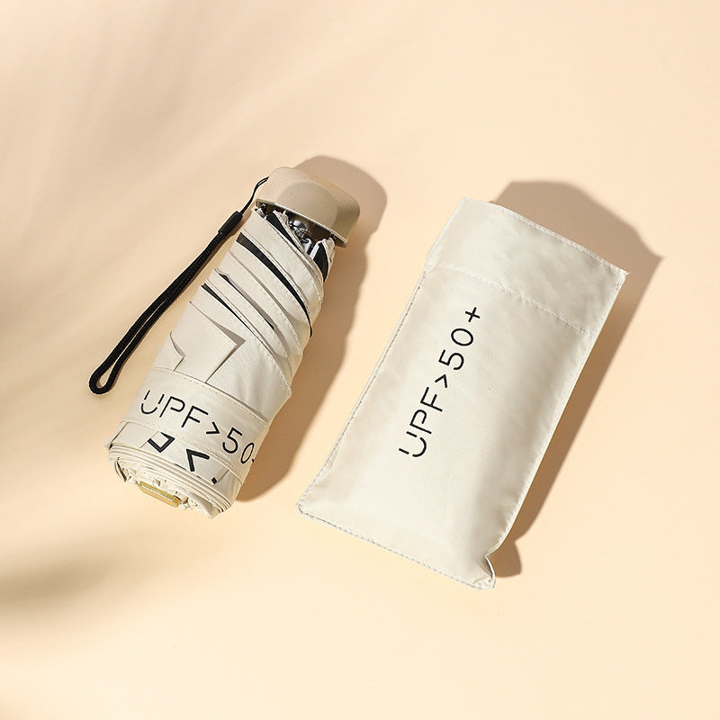 Sun Umbrella Small Sunscreen Anti-UV Women Portable Rain S Umbrella Sunny and Rain Dual-Use Foldable Capsule Five-Fold Umbrella Sunshade