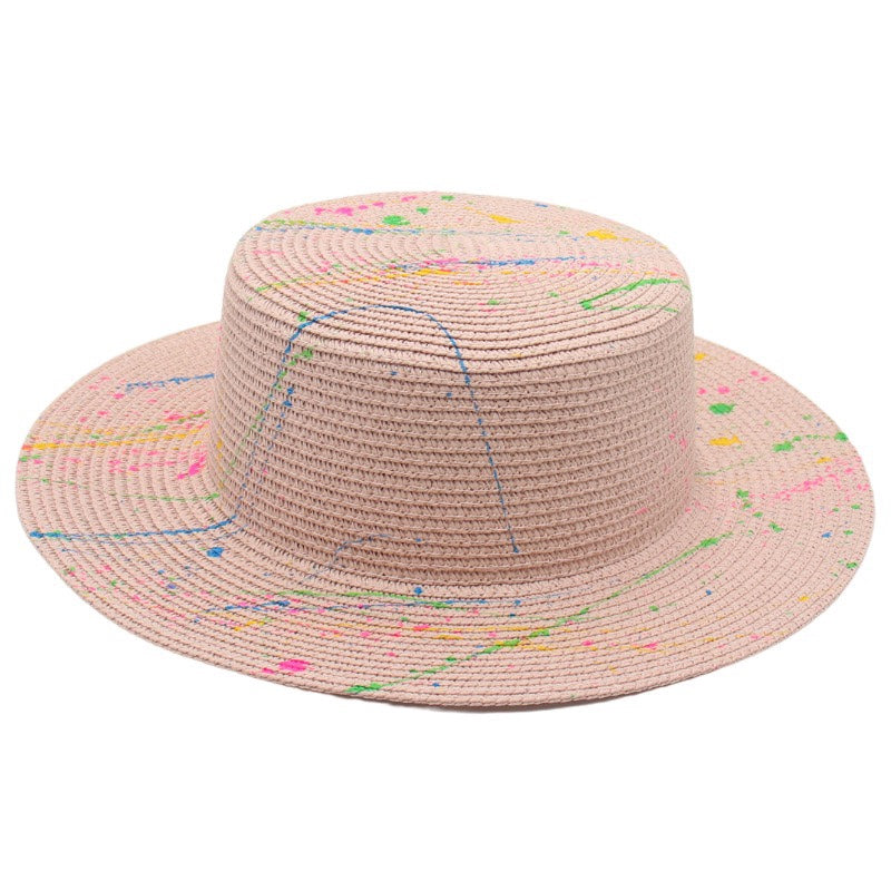 Sun Hat Green Summer Beach Flat Straw Hat