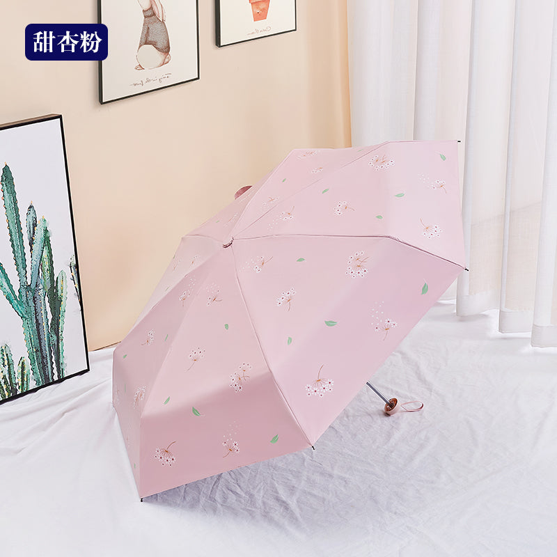 Paradise Ultra-Light Capsule Umbrella Sun Umbrella Umbrella Women's Sunny and Rain Dual-Use Five-Fold Umbrella Sun Protection UV Protection Small Portable