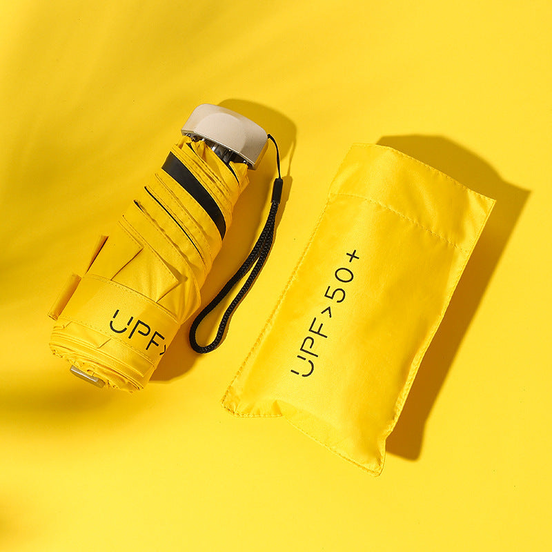 Sun Umbrella Small Sunscreen Anti-UV Women Portable Rain S Umbrella Sunny and Rain Dual-Use Foldable Capsule Five-Fold Umbrella Sunshade