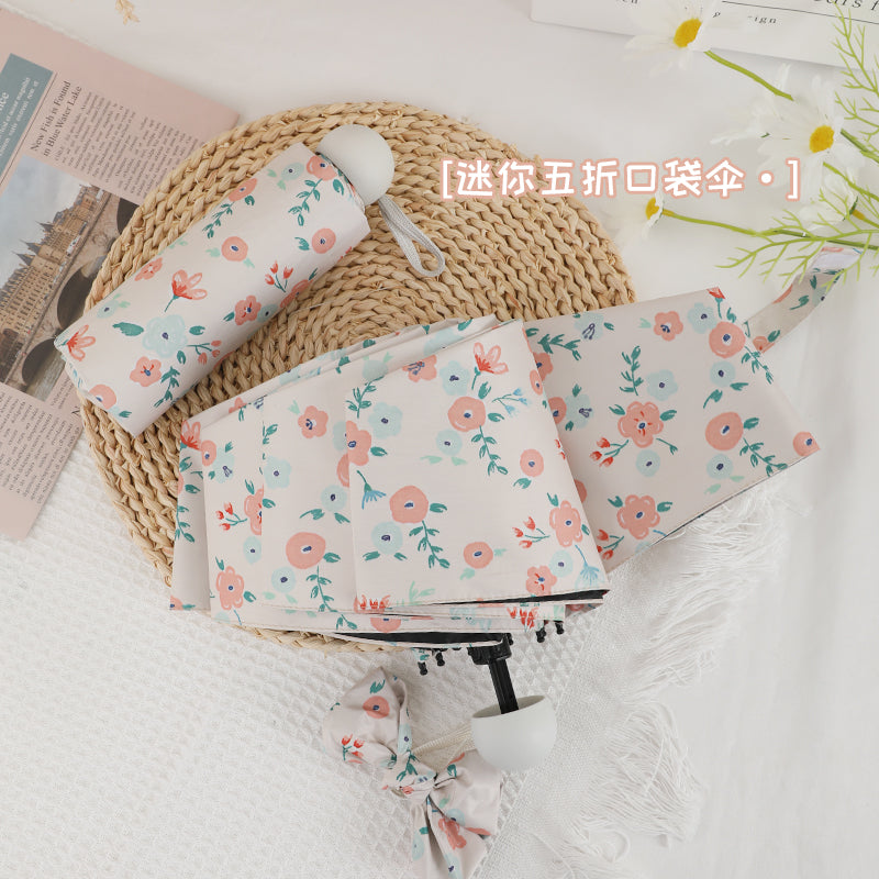 French Style Floral Umbrella Women's Sunny and Rain Dual-Use Automatic Sun Small Portable Sun Protection UV Protection Good-looking Sunshade Umbrella