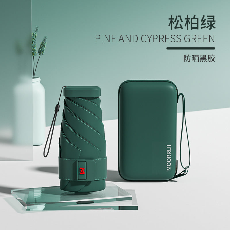 Mohunting Flat Six-Fold Sun Umbrella UV-Proof Sun Women's Sunny and Rain Dual-Use Small Portable Card Parasol Capsule