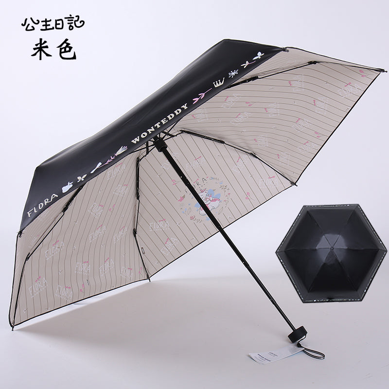 Paradise Ultra-Light Capsule Umbrella Sun Umbrella Umbrella Women's Sunny and Rain Dual-Use Five-Fold Umbrella Sun Protection UV Protection Small Portable